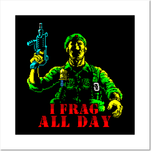 I Frag All Day 8 Bit Operation Wolf Game Art Posters and Art